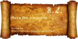 Matejko Leopold névjegykártya